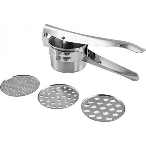 BEBUSINGOTO Presse Purée Manuel à Pommes de Terre, avec 3 disques interchangeables avec différents trous, parfait pour fruits et légumes (1/5)