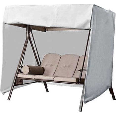 Housse de balancelle de terrasse d'extérieur pour chaise suspendue 2 ou 3 places, 220 cm, en polyester imperméable avec fermeture éclair, cordon de serrage et aérations, housse coupe-vent (1/5)