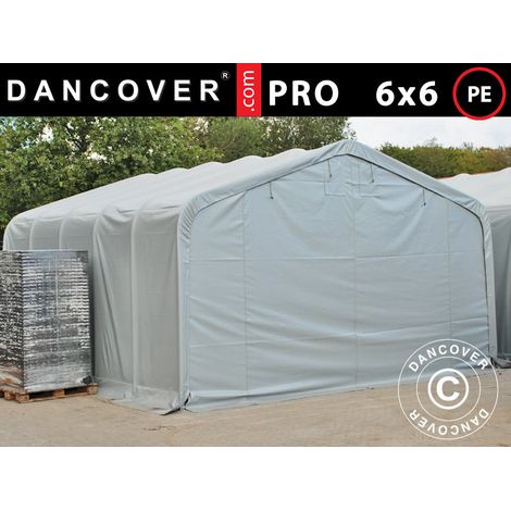 Carpa grande de almacén PRO 6x6x3,7m, PE, Gris - Dancover