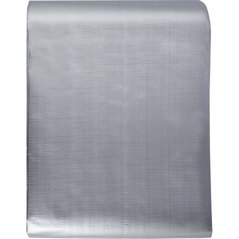 Bache de Protection Extérieur 487,7x609,6 cm Bâche Imperméable Polyéthylène 10 mils Résistante aux Déchirures, aux UV et aux Températures avec Œillets Renforcés Haute Durabilité, Argent/Marron (1/5)