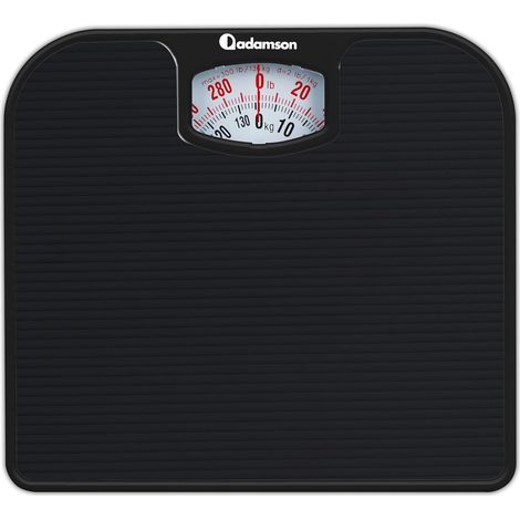 Pèse-Personne Mécanique - Jusqu'à 136 kg - Surface Antidérapante Caoutchouc Texturé, Aucune Pile Requise, à Calibrer Avant Utilisation - Noir Intégral (1/5)