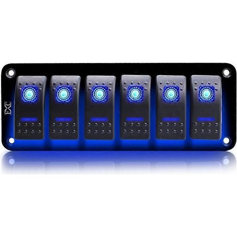 Wasserdichtes 12V-Schaltpanel mit blauer LED für Fahrzeuge – 6 Wippschalter (1/4)