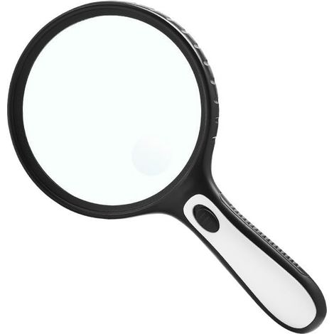 Grande loupe de lecture avec lumière, loupe de lecture 10X, à intensité variable, grande loupe à main en verre pour personnes âgées, pour lire des pièces de monnaie, inspection, passe-temps (1/5)
