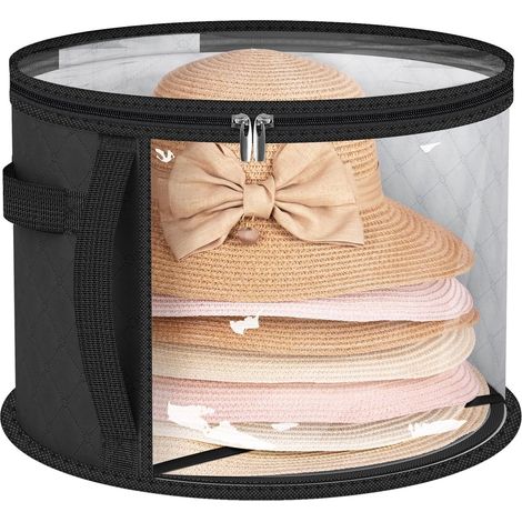 Sac de rangement transparent pour chapeau - Boîte à chapeau - Boîtes de rangement - Boîte de rangement pour chapeaux - Avec poignée de transport - Noir (1/5)
