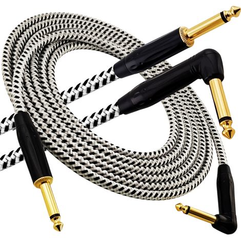 Câble pour instruments de musique Red's Music - Jack 6,3 mm / Jack 6,3 mm coudé - Câble tressé FOP - GCF1250BW - 5 m (1/5)