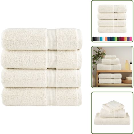 The Living Store Premium-Badetücher SOLUND 4 Stk. 100x150 cm 600 g/m² - Premium Badetücher - Baumwolle Badetücher - Cremefarbene Badetücher - Große Badetücher - Handtücher Set (1/5)