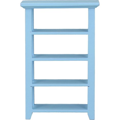 Étagère à fleurs miniature en bois à 4 niveaux pour maison de poupée, échelle 1:12, bleue. (1/5)