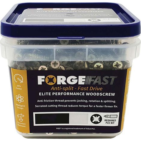Forgefix ForgeFast Elite Pozi Wood Screws 4.0 x 40mm Tub 1200