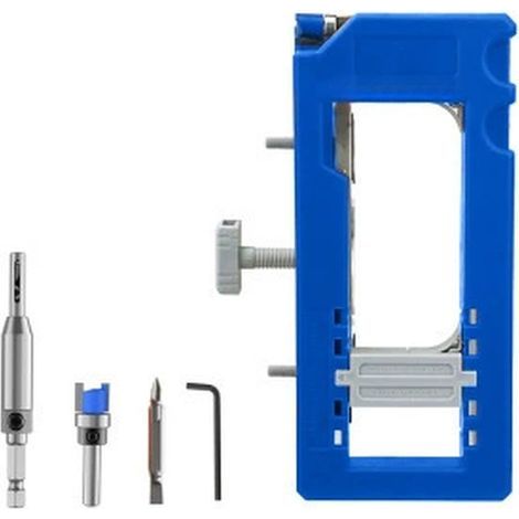 Localisateur de trou de charnière de porte et gabarit d'installation pour un placard précis et un guide de perçage de charnière de porte coulissante (bleu) (1/5)