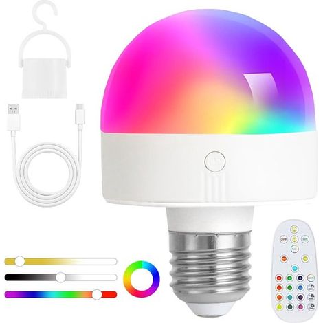 Bombilla de rosca E26 (desmontable magnéticamente), regulable y con función de temporizador, Iluminación ambiental RGB para la noche (1/2)