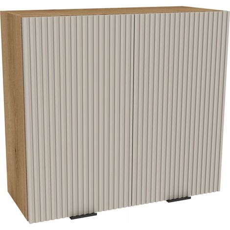 Oberschrank 80/72 Vigo, Korpus aus Evoke Eiche, Front aus Cashmere Matt geriffelt (1/3)