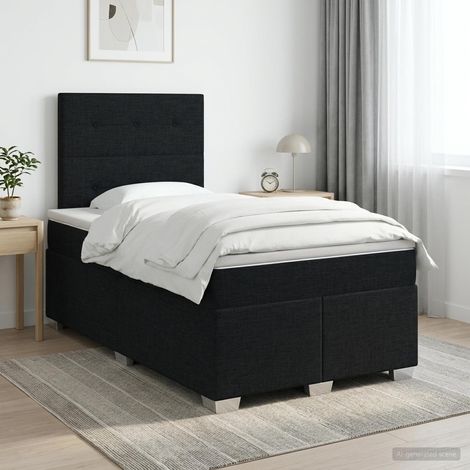 Lit boxspring avec matelas Noir 120 x 200 cm Tissu (1/5)