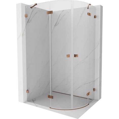 Mexen Lunar Duschkabine halbkreisförmig schwenkbar links 100 x 90 cm, transparent, Roségold - 833-100L-090P-60-00 (1/5)
