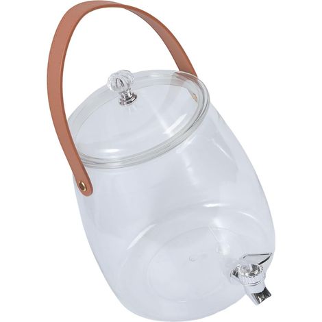 Distributeur de boissons avec robinet galvanisé et poignée en cuir pour service de fête, carafe d'eau froide grande capacité, distributeur de jus en PET (1/4)