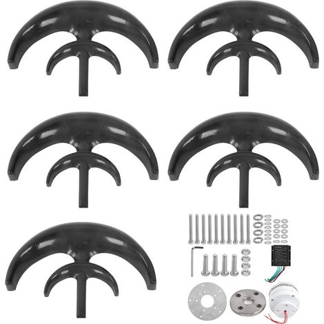 Éolienne 1200W 5 pales Générateur 48V Chargeur Bateau Noir Type Lanterne Kit (1/5)