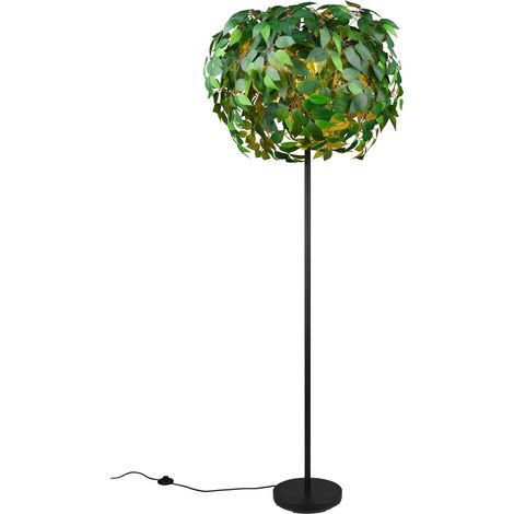 Lampada da terra 3 luci, metallo e plastica, nero e verde, H 180 cm, Leavy (1/5)