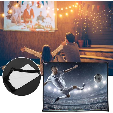 Écran de Projection Portable 84 Pouces, Toile Blanche HD Antireflet, Support Inclus