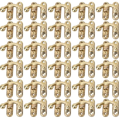 30 Stück Retro-Schnapphaken aus Eisen für Schmuckkästchen und Geschenke, 3,2 x 2,8 cm – Gelb, mit Linksverschluss (1/5)