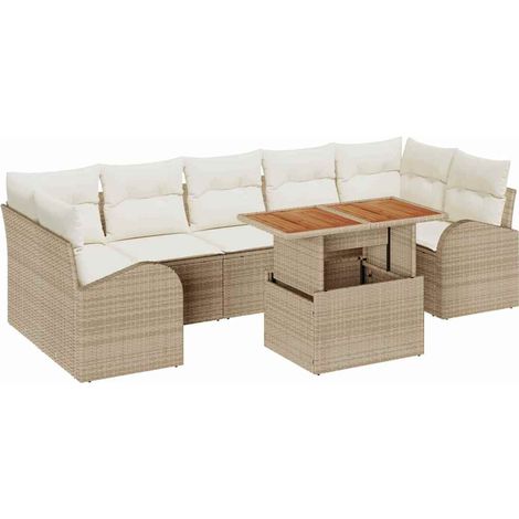Maison Exclusive - Set Divano da Giardino con cuscino 8 pcs beige e panna