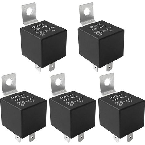 5 Broches Relais, 12V 40A SPDT Relais Automobile avec Support de Montage en Métal (Noir) (1/5)