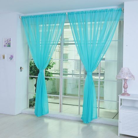 Voile Curtain - 100 x 200 cm - Sheer Tulle Window Drape Panel - Modern Door or Window Valance - 1 Piece (1/2)