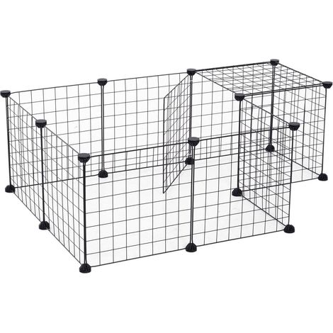 Freilaufgehege Kleintier Metallgitter Freigehege Flexibel Schwarz 106x73x36cm (1/5)