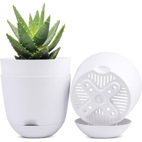 Pots de Fleurs à arrosage Automatique intérieur et extérieur Blanc 13 cm(3pcs) (1/5)