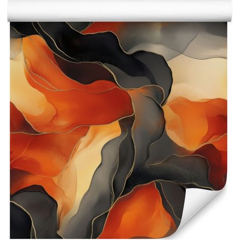 Papier peint encre marron, orange et rouge pour salon et chambre 50x1000 (1/5)