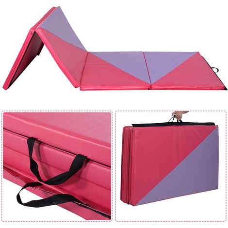 COSTWAY Weichbodenmatte Gymnastikmatte Yoga Turnmatte Klappmatte 4 x Klappbar Fitness 300x120x5cm