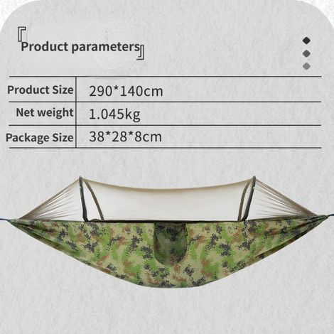 Amaca da campeggio per esterni, zanzariera portatile, altalena blu (sfondo blu e tenda bianca) 260140 cm (1/3)