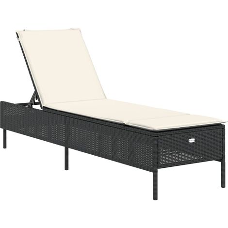 Maison Exclusive - Lettino Prendisole con Cuscino Nero in Polyrattan
