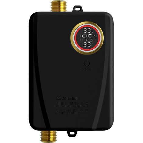 Calentador de agua instantáneo sin tanque de 3500 W y 220 V con pantalla LCD para fregaderos en línea, calentador de agua bajo el fregadero (negro) (1/5)