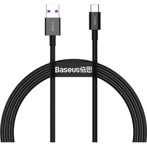 Baseus Superior USB - USB Typ C Datenschnellladekabel 66 W (11 V / 6 A) Huawei SuperCharge SCP 1 m schwarz (CATYS-01) (1/5)