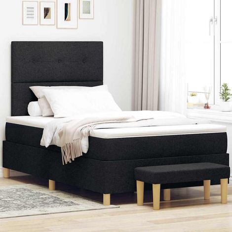 vidaXL Letto a molle con materasso Nero 120 x 190 cm Tessuto (1/5)