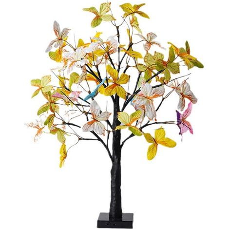Arbre Lumineux Papillons - Structure Tronc Bois Bouleau Réaliste - Décoration Intérieure Extérieure - 1 Pièce (1/4)