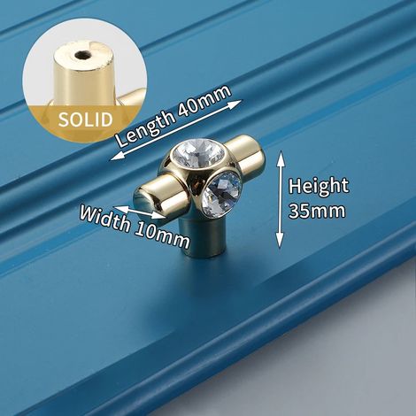 (Ensemble de 2 pièces) Boutons et poignées de meuble en cristal, adaptés aux boîtes à chaussures, aux portes d'armoire et aux tiroirs.