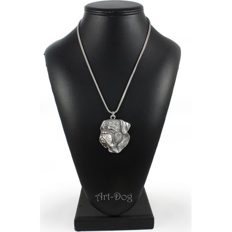 Dogue de Bordeaux, Mastino Francese II - collana con ciondolo a forma di cane su catena d'argento, gioiello unico di Art-Dog (1/5)