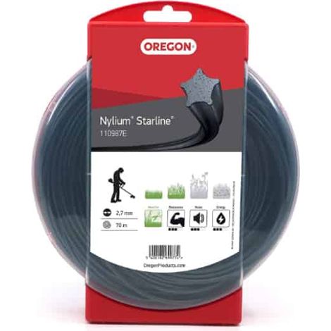 Hilo de corte Oregon Nylium de 2,7 mm x 70 m - Estrella reforzada para guadañas
