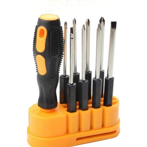 Mini tournevis multifonction interchangeable 8 en 1 Kit d'outils de réparation / kit tournevis plat/cruciforme pour réparation de téléphones portables, ordinateurs, ou décoration de la maison (1/5)