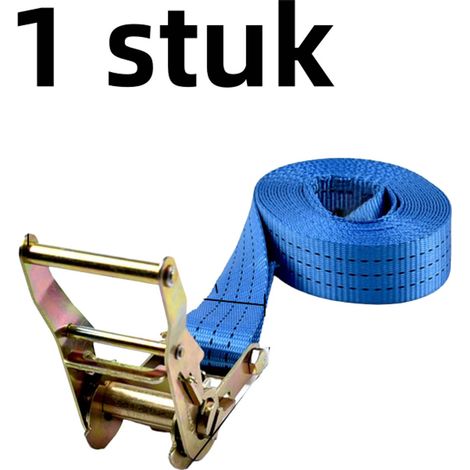 Sangle de serrage cargo en polyester 100 x 3,8 cm avec tendeur et boucle autobloquante couleur bleue (1/5)