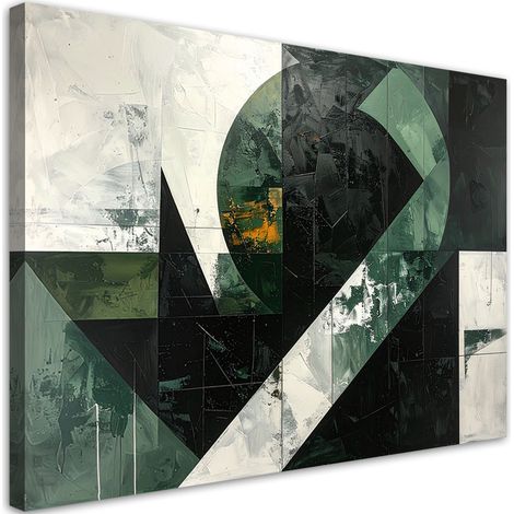 Quadro su tela, Astrattismo forme verde grigio, 100x70 (1/5)