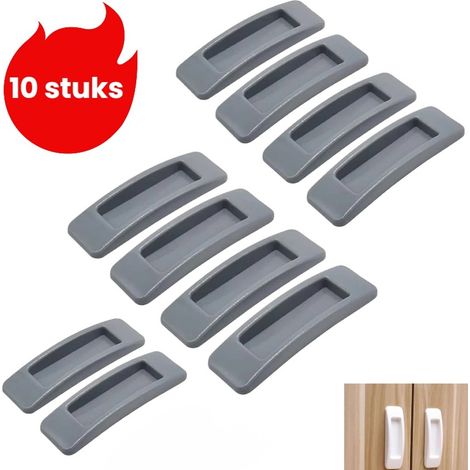 Ensemble de 10 poignées de meuble auto adhésives sans perçage pour portes coulissantes en verre et balcons gris (1/5)