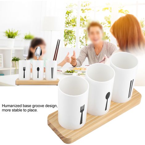 Porte-baguettes en bois de chêne, boîte de rangement couverts, égouttoir, organiseur de couteaux, ustensiles de cuisine (1/5)