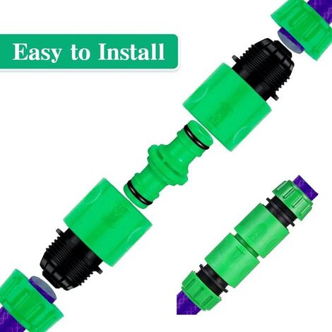 Confezione da 6 connettori doppi maschio per tubi da giardino in plastica da 1/2" maschio-maschio (verdi) (1/3)
