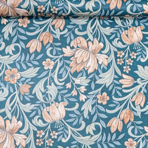 Grandeco Marian Teal Terracotta Floral Flower Wallpaper Modern Contemporary