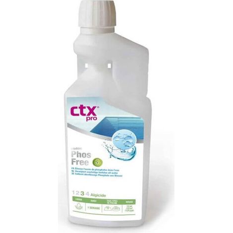 Éliminateur de phosphates Phosfree CTX 596 – 1L – Action ciblée contre algues – Compatible tous systèmes de filtration – Flacon doseur intégré