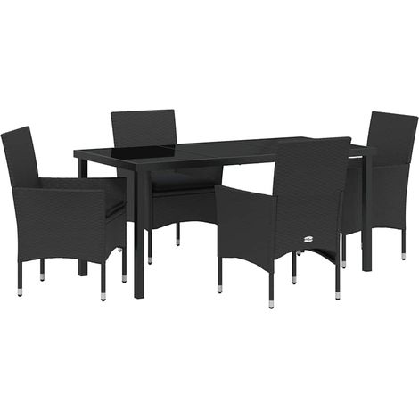 Maison Exclusive - Conjunto de Comedor de Jardín 5 pcs Negro ratá (1/5)