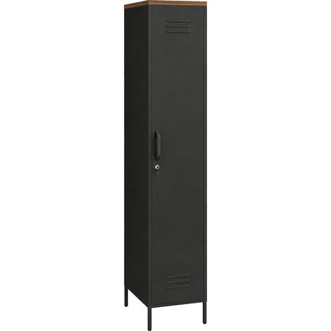 Armoire métallique de rangement à serrure, 4 étagères réglables, noir, 35 x 46 x 183 cm - PANGIVO (1/5)