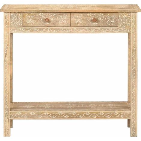 vidaXL Mesa consola de madera maciza de mango 80x35x74 cm (1/2)