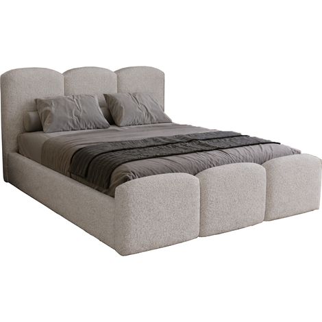 Lit double 140x200 Capri avec rangement - lit bouclé, coffre, sommier - Gris clair (Lambi 11) (1/5)